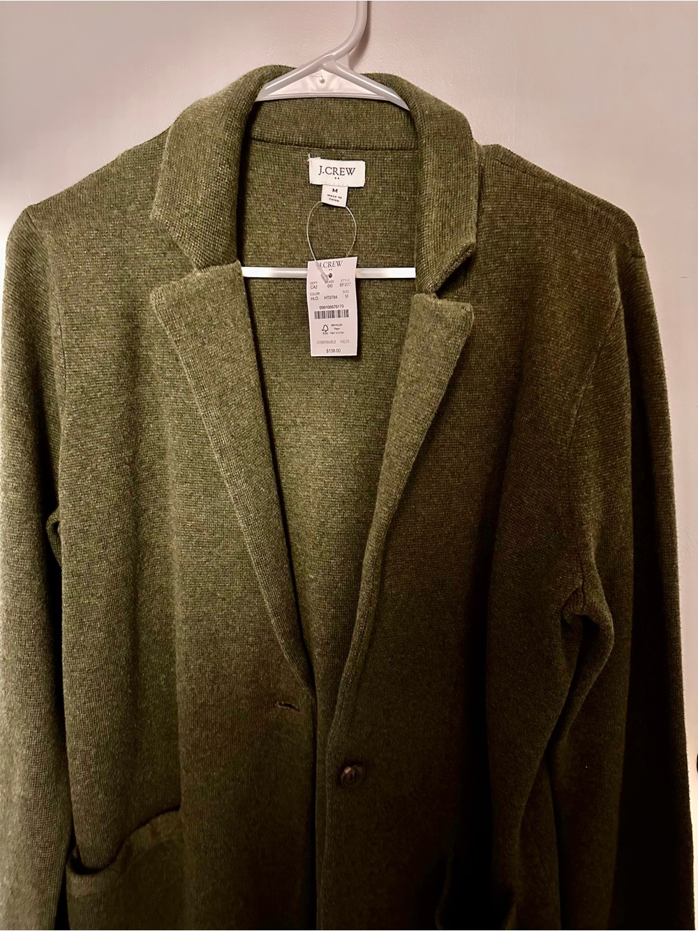 J. Crew Factory “Frosty Olive” Knit Sweater Blazer, NWT, size medium - Picture 3 of 5